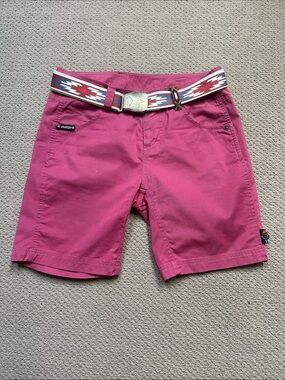 Maloja Women's Magenta Bermuda Shorts with Patterned Belt